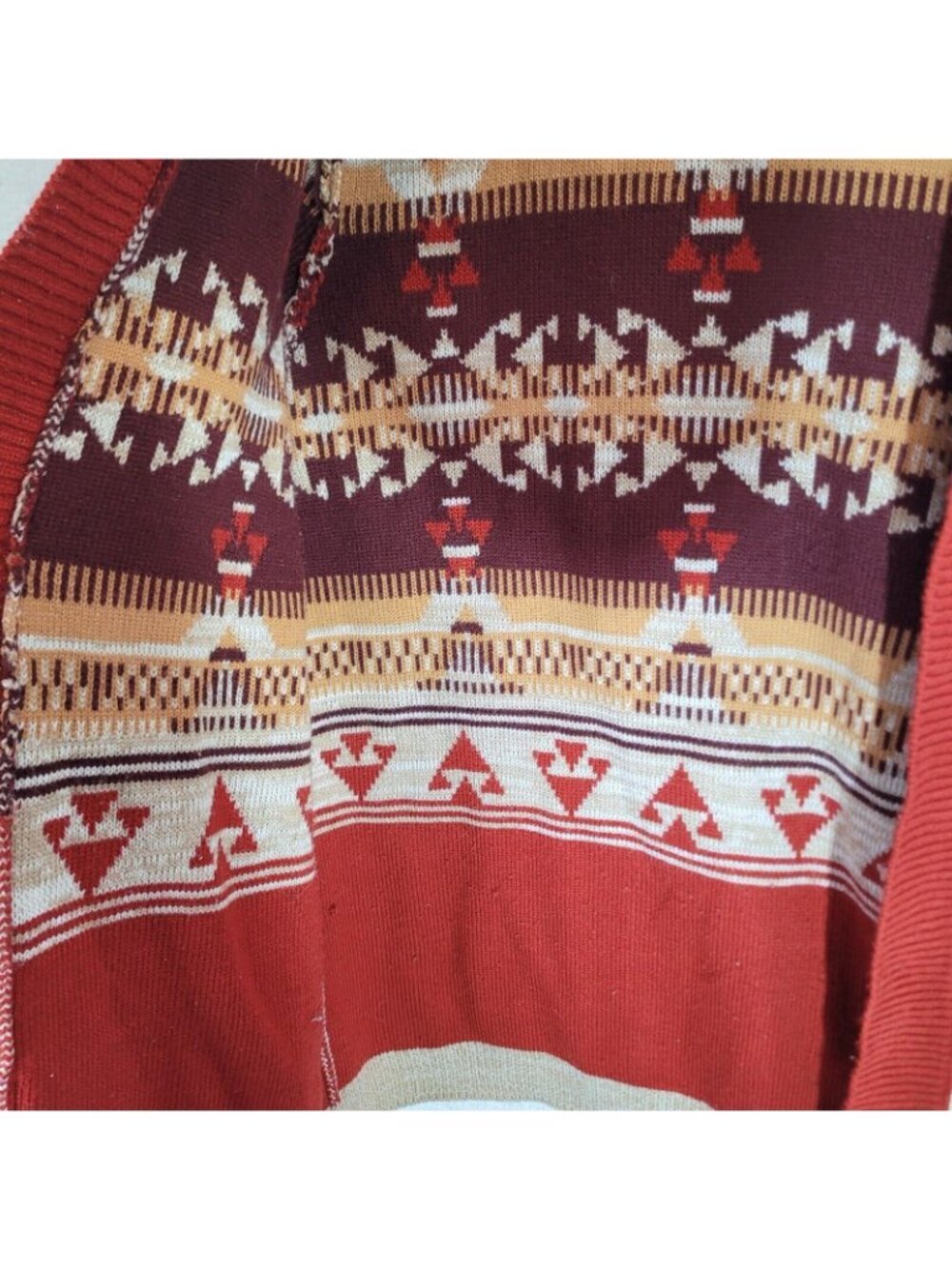 Wrangler Retro Cardigan Womens M Red Open Sweater Knit Western Aztec Southwest - Picture 8 of 8